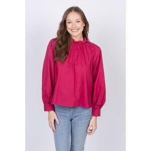 Ulla Johnson Marlie Blouse Women's Size 16 Rosebud Pink Ruffle Long Sleeve Top